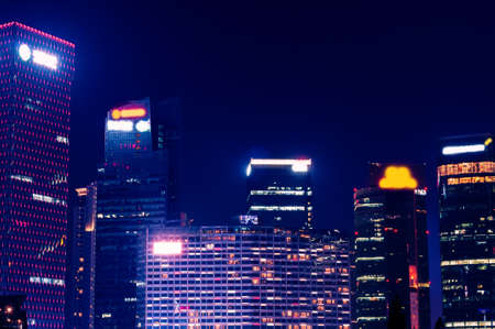 the night view of the lujiazui financial centre in shanghai china.のeditorial素材