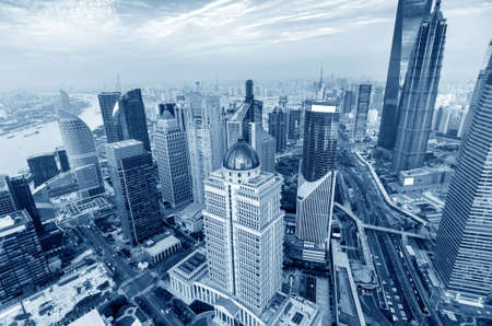 view from the Oriental Pearl TV Tower.shanghai lujiazui financial center aside the huangpu river.のeditorial素材