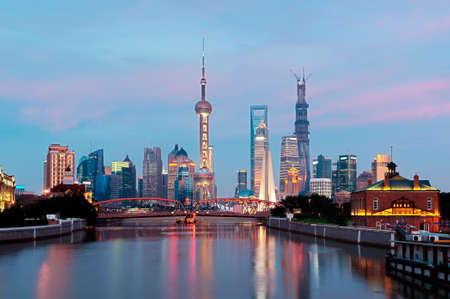 Beautiful Shanghai Pudong skyline at dusk
