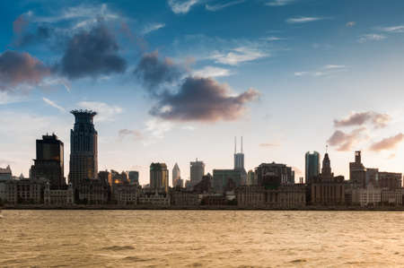 Shanghai Bund at sunsetのeditorial素材