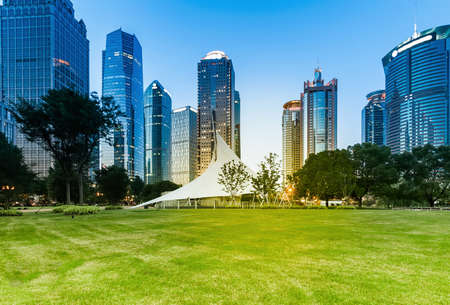 the night view of the lujiazui financial centre in shanghai china.の写真素材