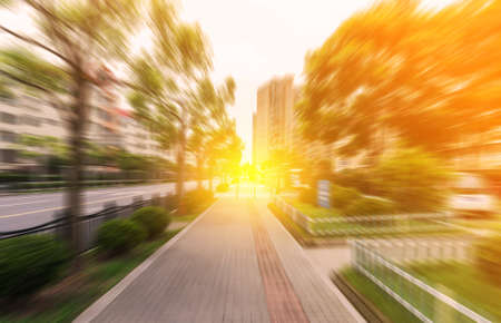 greenbelt park with lujiazui finance and trade zone in shanghaiの写真素材