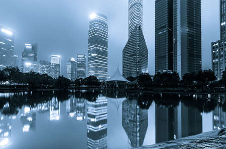 the night view of the lujiazui financial centre in shanghai china.の写真素材