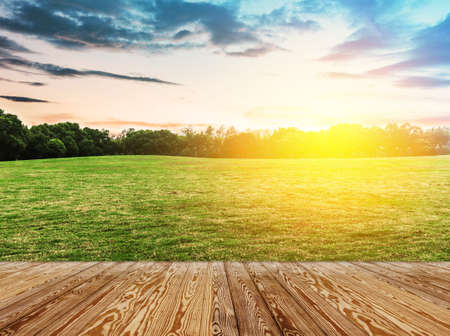 sunset and floorの写真素材