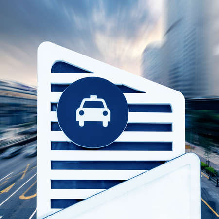 Taxi station in the cityの写真素材