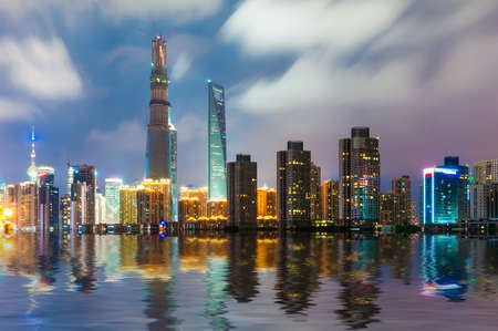 Beautiful Shanghai Pudong skyline at duskの写真素材