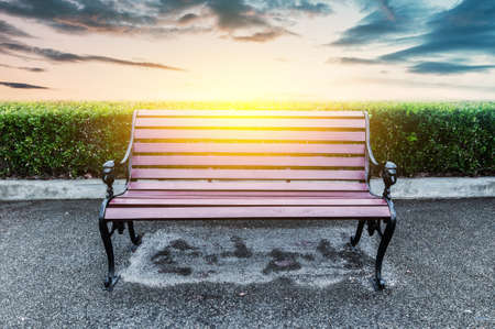 Bench in the spring parkの写真素材