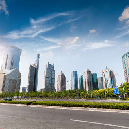The century avenue of street scene in shanghai Lujiazui,China.の写真素材