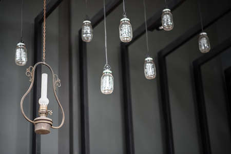 hanging lamp in nice coffee shopの写真素材
