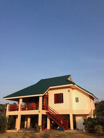 house on blue sky in the khoa yai thailandのeditorial素材