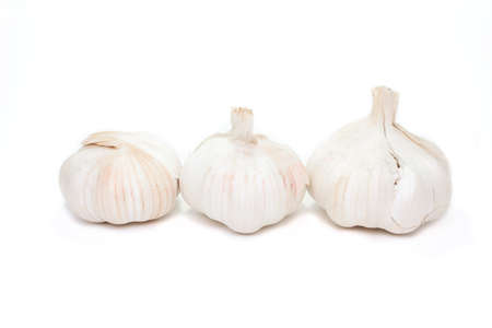 three garlic in thailand on white backgroundの写真素材