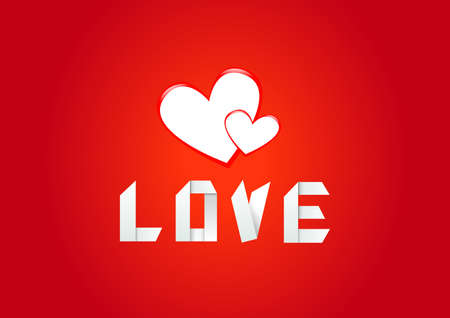 Two hearts with the word love looking like origamiのイラスト素材