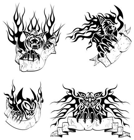 Tribal big cats with labelsのイラスト素材