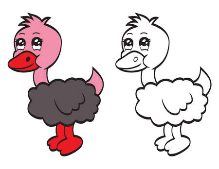 Cute cartoon ostrichのイラスト素材