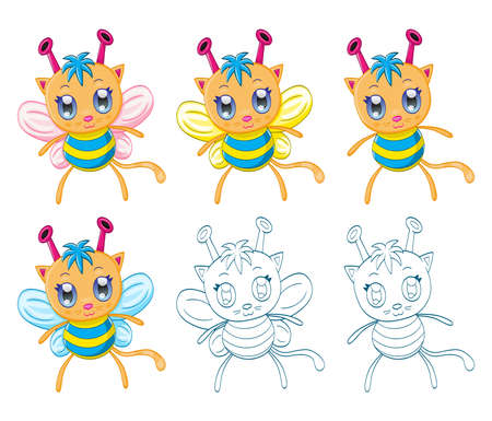 Cartoon chibi fantasy creatures (monsters)のイラスト素材