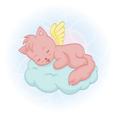 Cute sleeping angel-catのイラスト素材