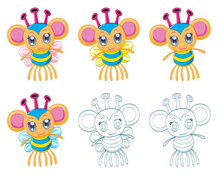 Cartoon chibi fantasy creatures のイラスト素材