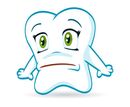 An illustration of a scared cartoon toothのイラスト素材