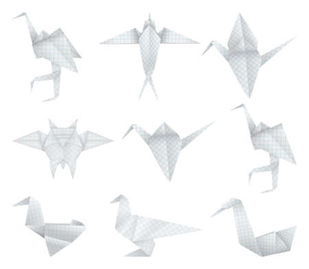 Origami birds setのイラスト素材