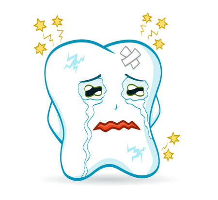 Very sick cartoon toothのイラスト素材