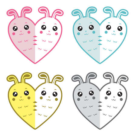 Cute rabbits-heartsのイラスト素材