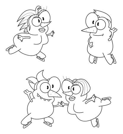 Figure skating snowmenのイラスト素材