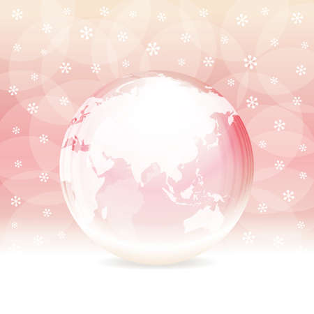 Vector transparent snow globe with mapのイラスト素材