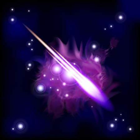 An outer space background with a comet, sky and stars. Layered.のイラスト素材