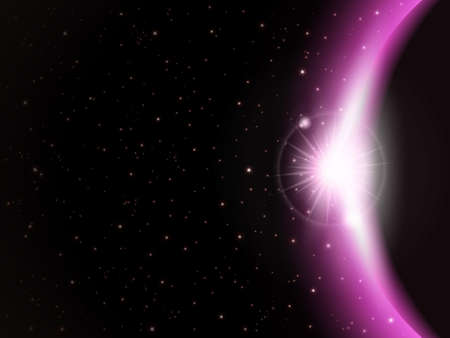 An outer space background with a planet, sky and stars. Layered.のイラスト素材