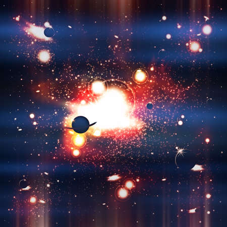 An outer space background with planets, sky and stars.の写真素材