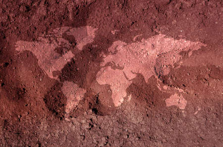 An illustration of a soil earth map. An ecological concept of drought.の写真素材