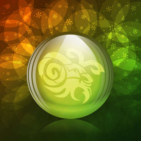A vector illustration of a transparent luminescent snow globe with a zodiac sign Capricorn.のイラスト素材