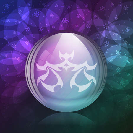 A vector illustration of a transparent luminescent snow globe with a zodiac sign Libra.のイラスト素材