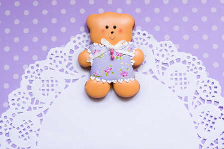 Background with a honey-cake bearの写真素材