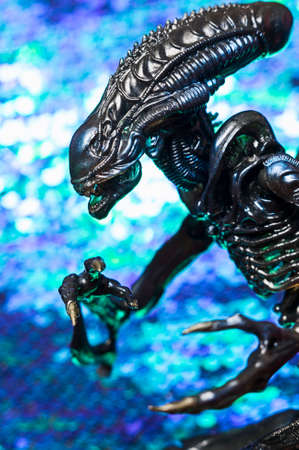 MAGNITOGORSK, RUSSIA - 06 SEPTEMBER 2016: An alien creature from the movies and computer games series "Alien". The character Alien was created by HR Giger.のeditorial素材