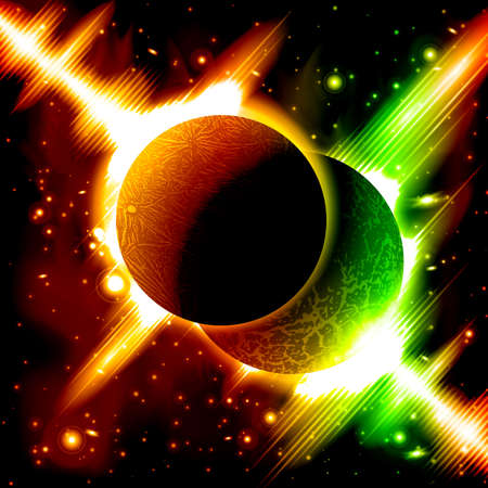 A retro outer space with planets, sky and stars.のイラスト素材