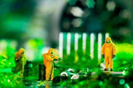 The ecologists or technicians. Environment pollution concept. Selective focus.の写真素材