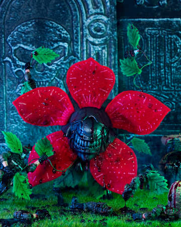 MAGNITOGORSK, RUSSIA - February 7, 2019: alien flower figurine, which represents a character of the movies and computer games series `Alien`. Illustrative editorial.のeditorial素材