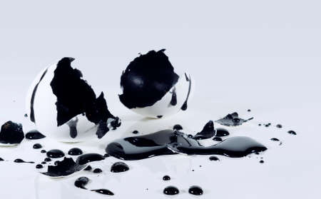 Conceptual photo, which shows an egg that has been poisoned.の写真素材