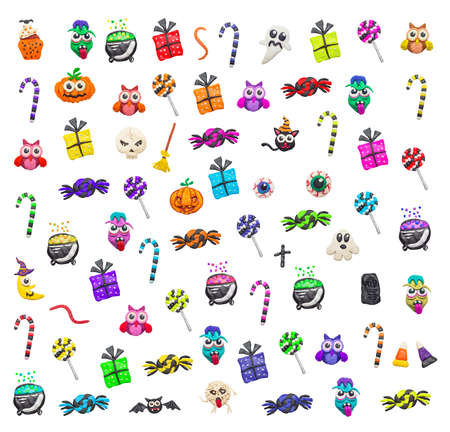 Handmade clay elements for Halloween.のeditorial素材