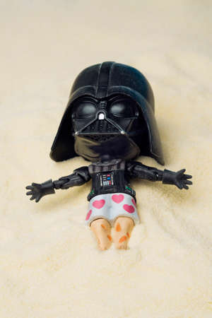 MAGNITOGORSK, RUSSIA - August 26, 2019: Darth Vader movie figurine on vacantion, which represents...