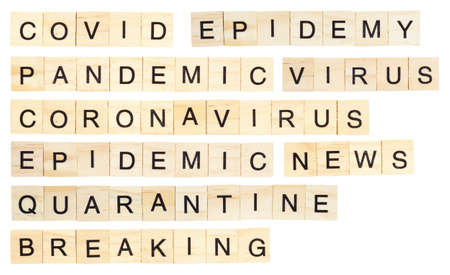 The words spelt out with letter tiles on the white backgroundの写真素材