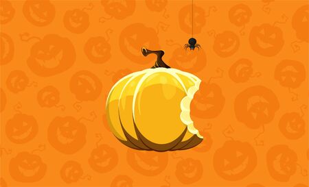 Bright Halloween design. Yellow pumpkin on orange background.のイラスト素材