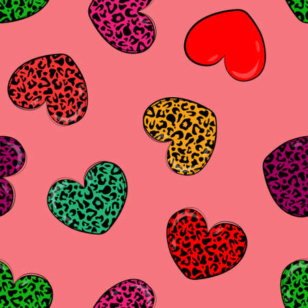 Cute Valentine Hearts Seamless Pattern. Vector illustrationのイラスト素材