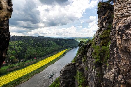 A nice view from the Bastei Bridgeの写真素材