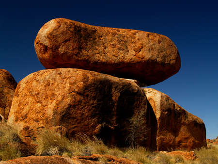 Devils Marbles in Australia, huge round red rocksの写真素材