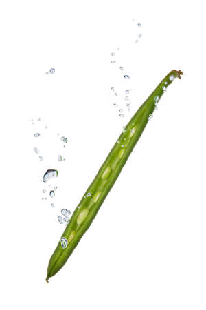 Green bean in water with air bubblesの写真素材