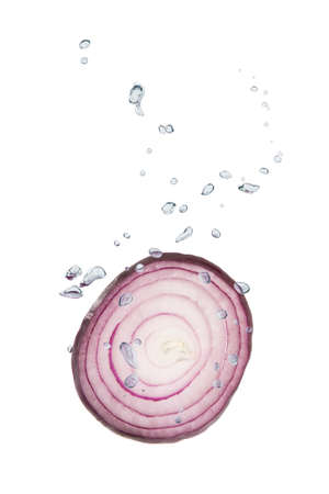 Onion in water with air bubblesの写真素材