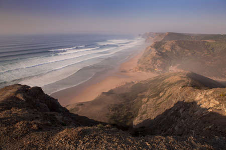 Coast and beach at Sagres at Algarve in Portugalの写真素材