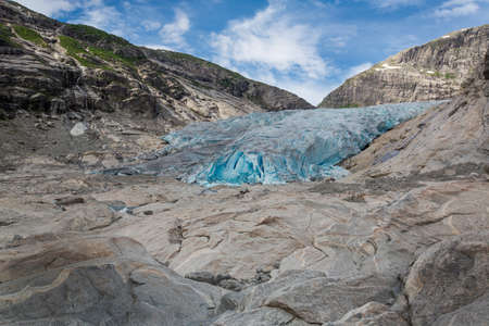 Blue glacier Nigardsbreen in Norwayの写真素材